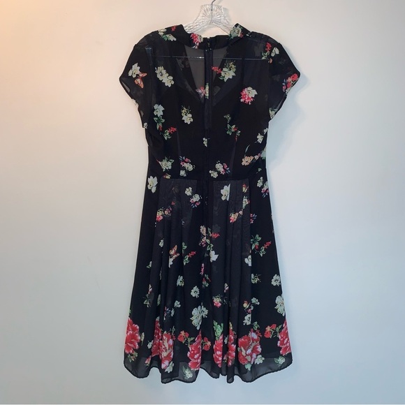 Hell Bunny Jolie Papillon Floral Butterfly Dress Black  M - Picture 3 of 10